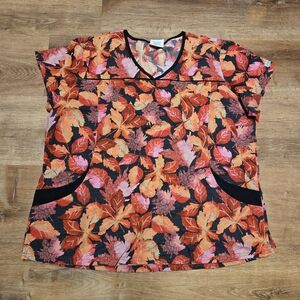 UA Scrubs Vibrant Leaf Print Scrub Top 2XL